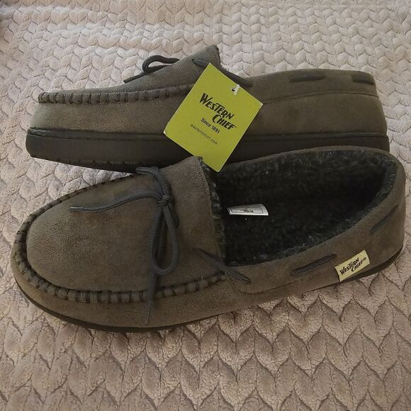 Western Chief Moccasin Slippers Mens Taupe Size 11 - Picture 3 of 5